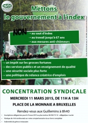 CSC; concentration syndicale; 11 mars; syndicats; 